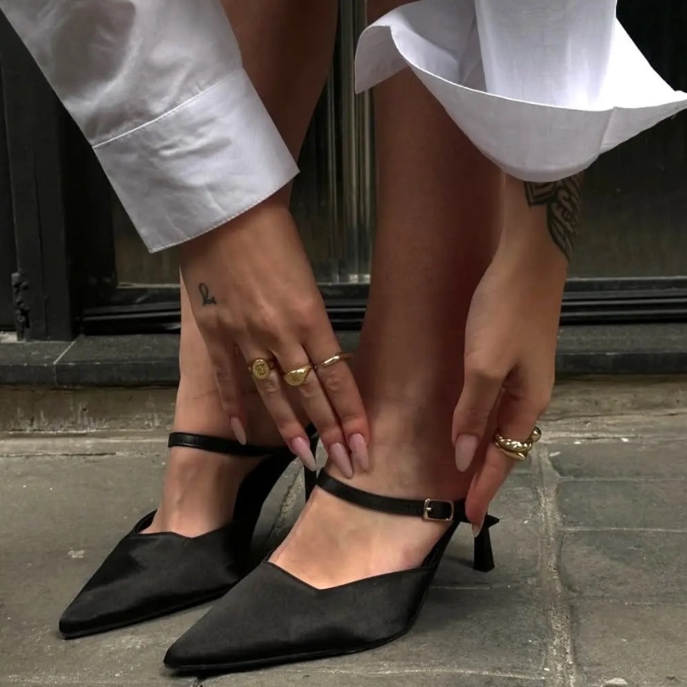Zara Black Strap Mules